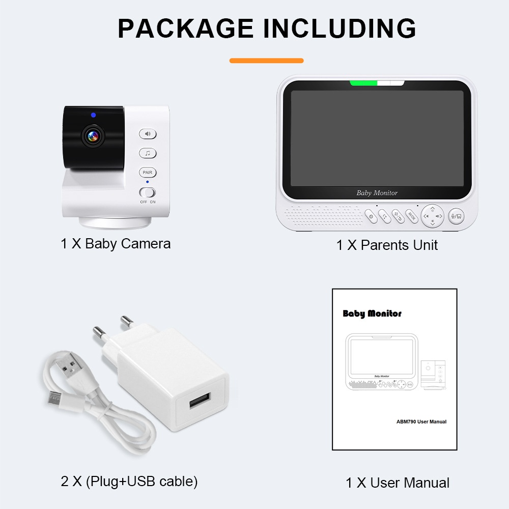 7'' Large Screen Baby Monitor with Pan/Tilt - 300M Range #19250003