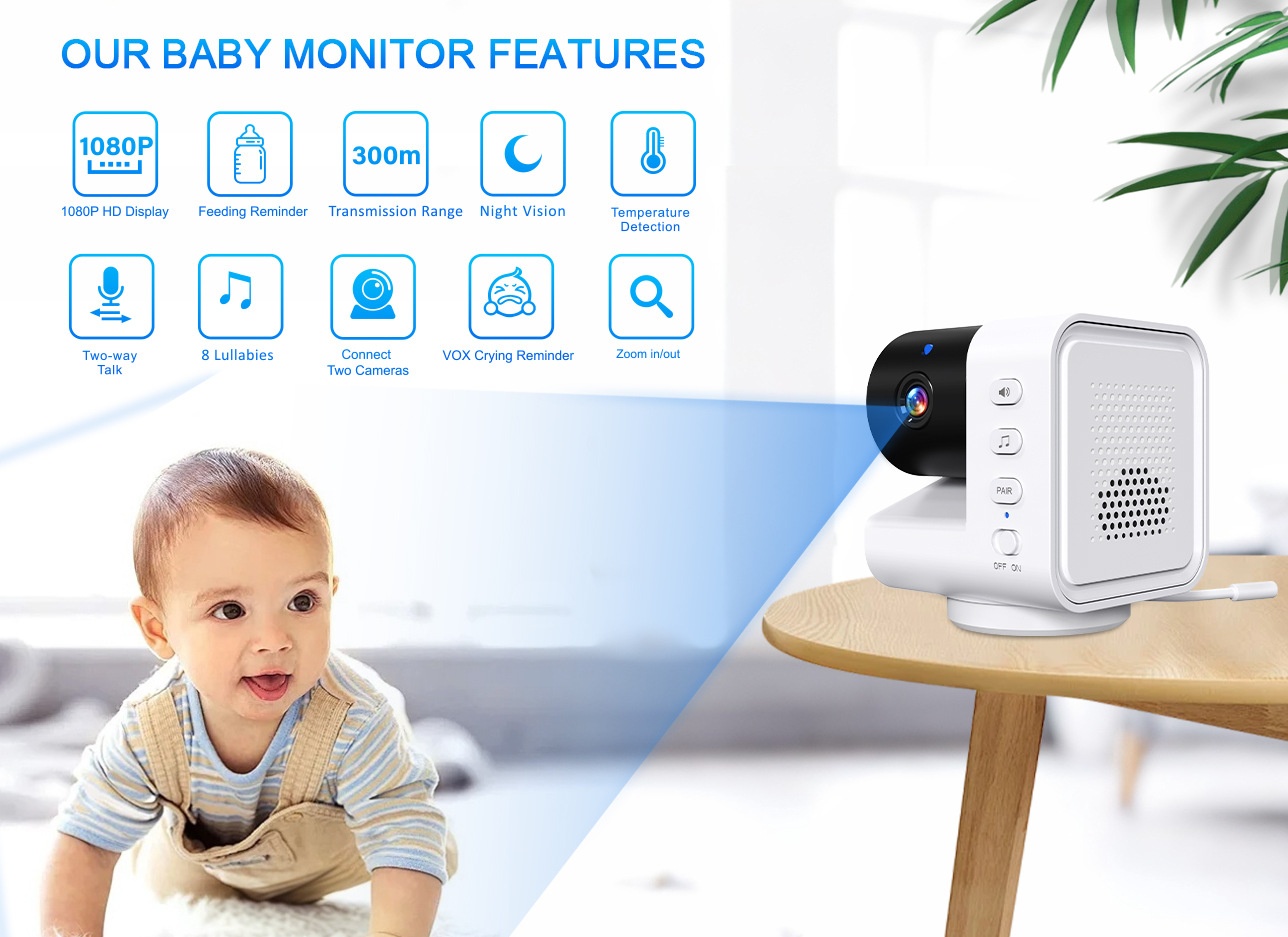 7'' Large Screen Baby Monitor with Pan/Tilt - 300M Range #19250003