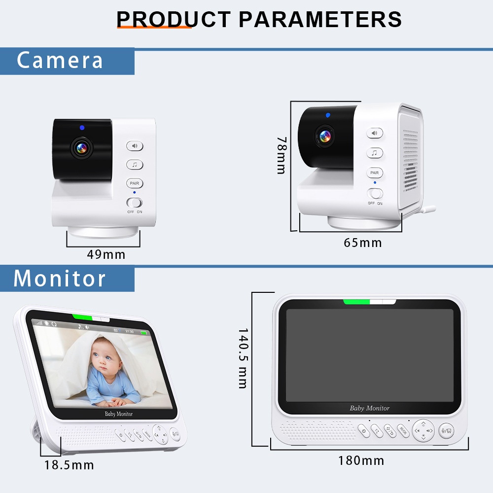 7'' Large Screen Baby Monitor with Pan/Tilt - 300M Range #19250003
