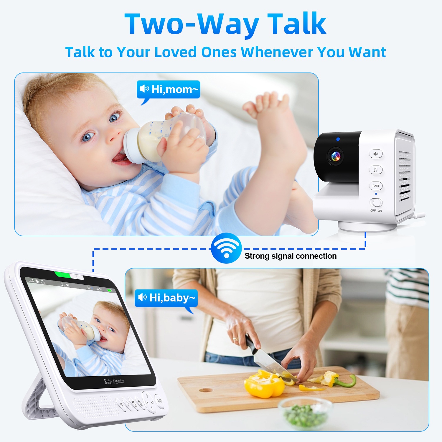 7'' Large Screen Baby Monitor with Pan/Tilt - 300M Range #19250003