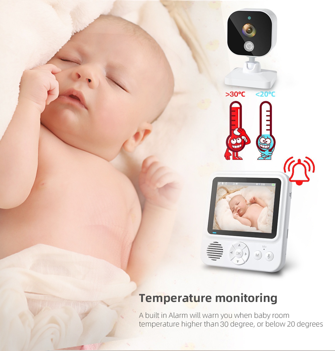 Portable 2.8'' Baby Monitor with 1500mAh Battery - Compact #19250006