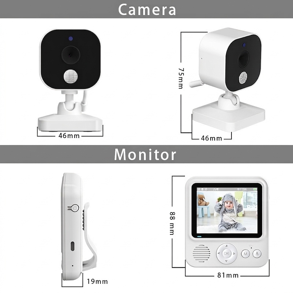 Portable 2.8'' Baby Monitor with 1500mAh Battery - Compact #19250006
