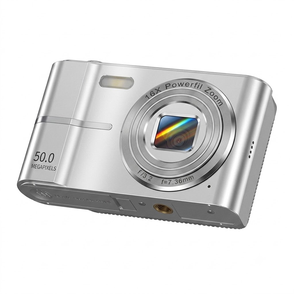 50MP 4K Digital Camera with 16X Digital Zoom, Autofocus, Compact Portable Design
