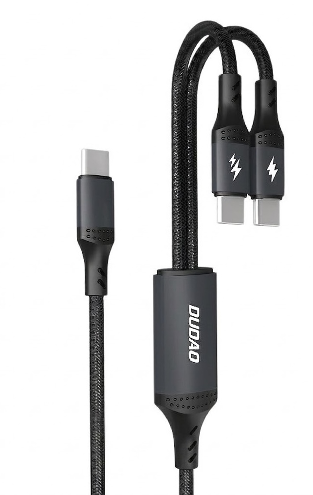 100W USB-C Fast Charging Cable 2-in-1 Type-C PD, Robust Braided Design, Universal Compatibility, Black