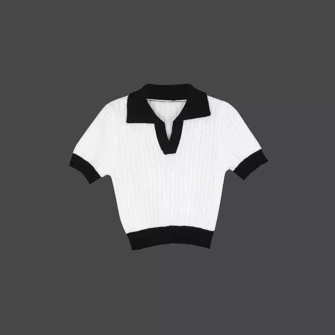 Knit Sweater Women's Short Sleeve Cropped Summer Top SSU-00002