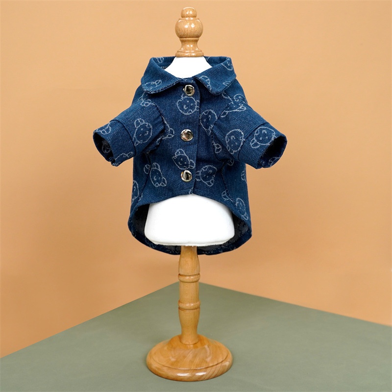 Pet Denim Shirt Jacket with Leash Ring