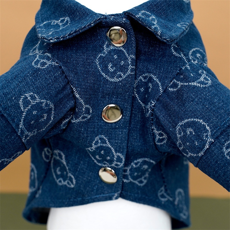 Pet Denim Shirt Jacket with Leash Ring