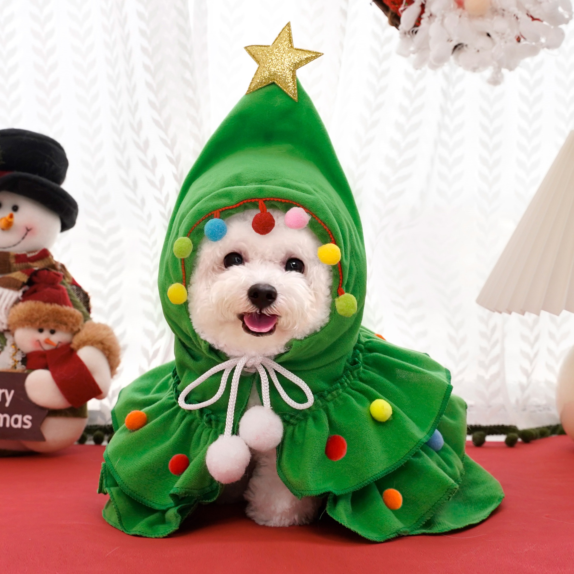 Christmas Tree Pet Cloak Costume with Hood