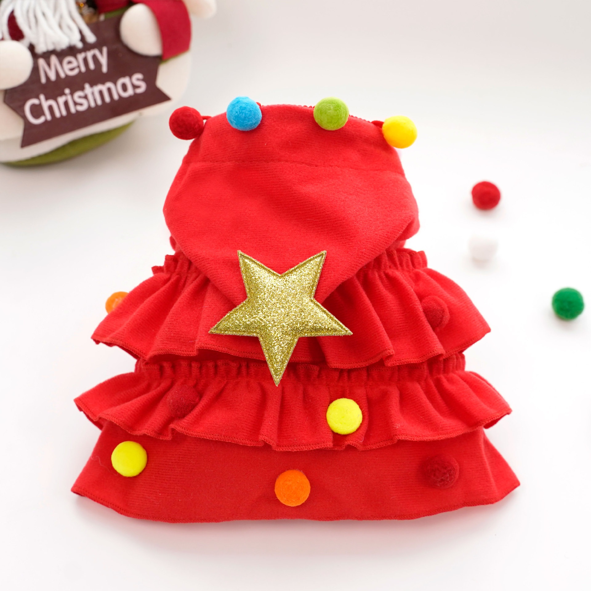 Christmas Tree Pet Cloak Costume with Hood