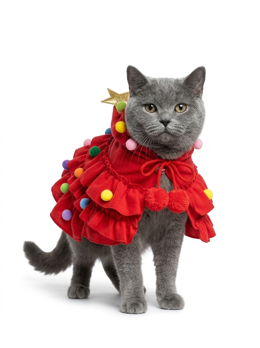 Christmas Tree Pet Cloak Costume with Hood