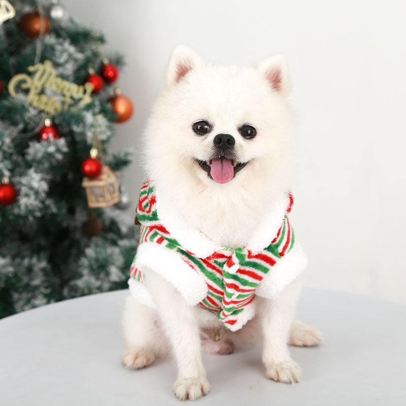Striped Reindeer Dog Hoodie Christmas Pet Apparel