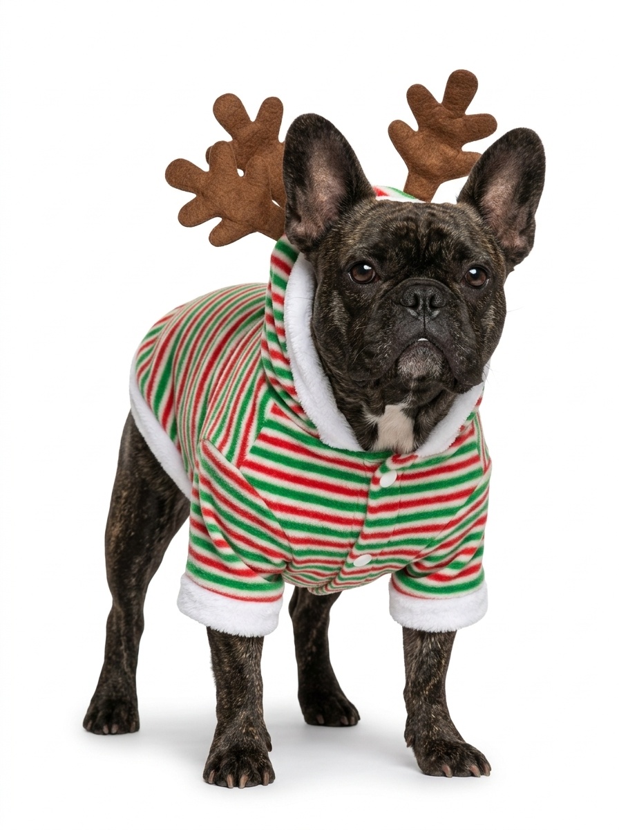 Striped Reindeer Dog Hoodie Christmas Pet Apparel
