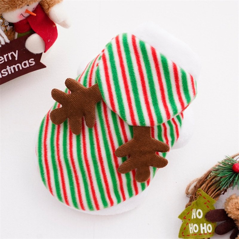 Striped Reindeer Dog Hoodie Christmas Pet Apparel