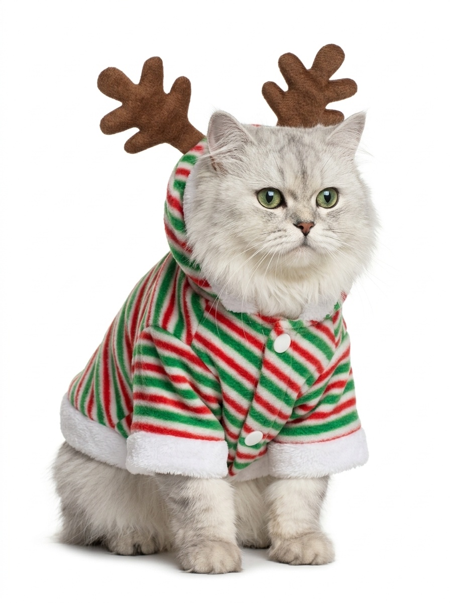 Striped Reindeer Dog Hoodie Christmas Pet Apparel