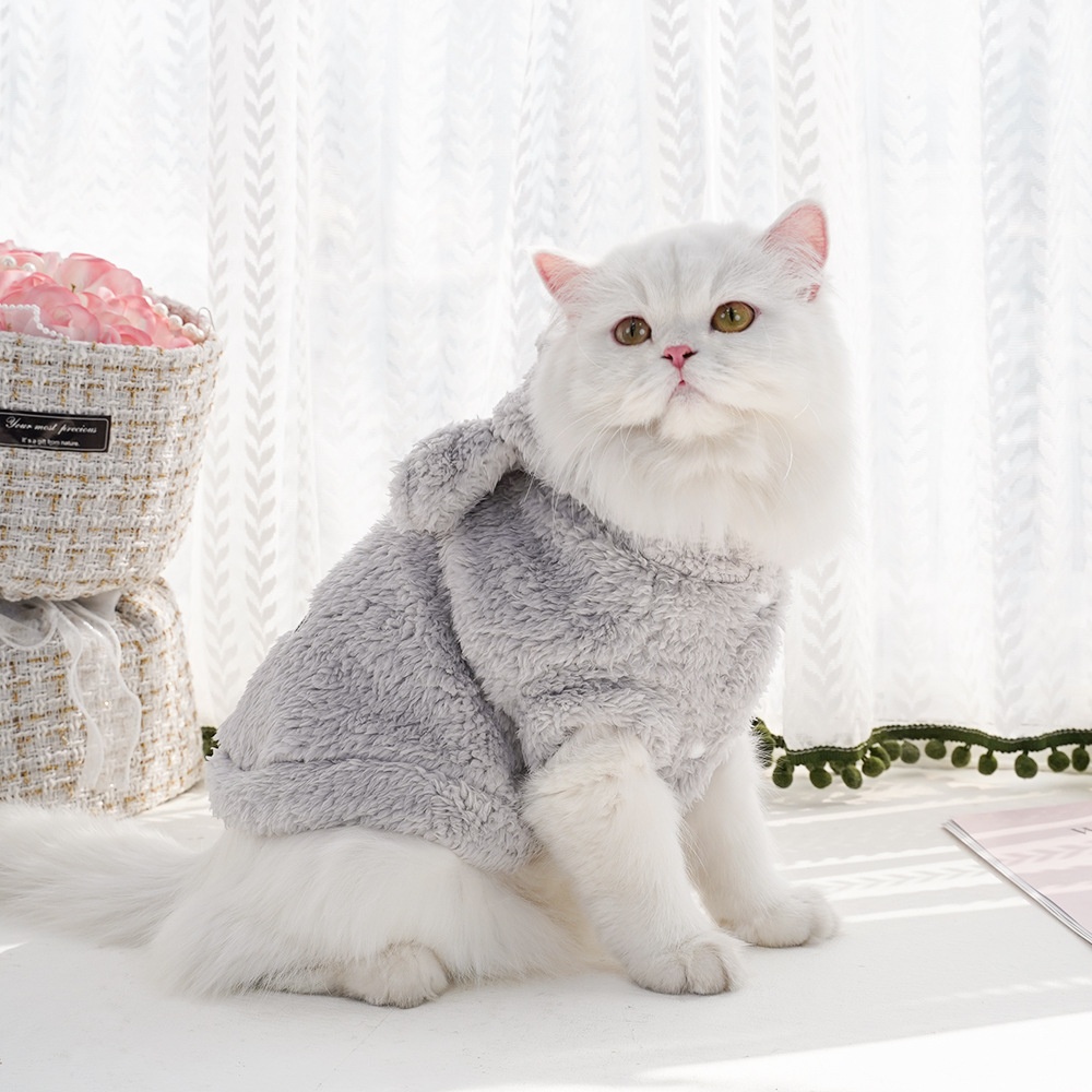 Plush Bunny Ear Fleece Pet Vest Coat with Hood