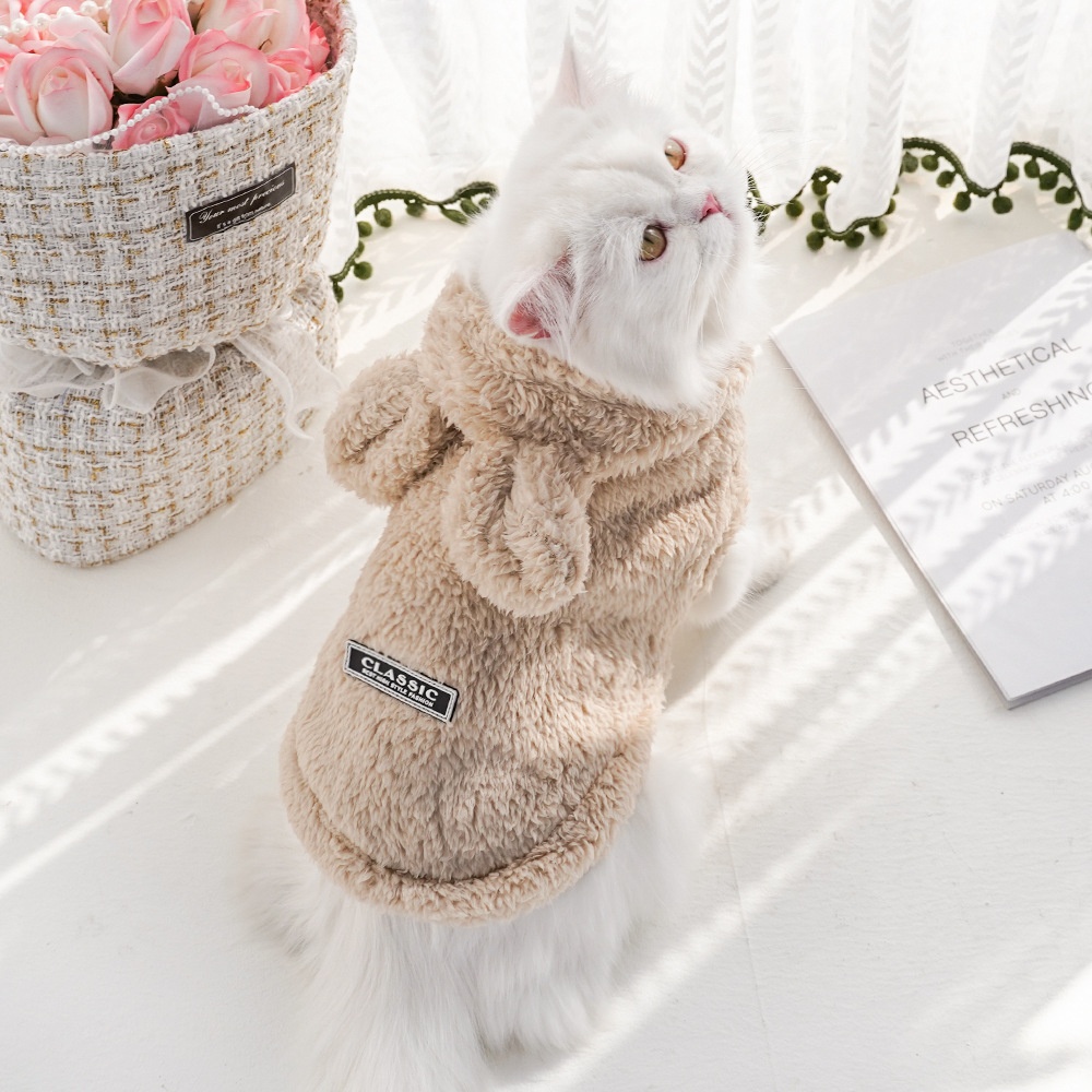 Plush Bunny Ear Fleece Pet Vest Coat with Hood