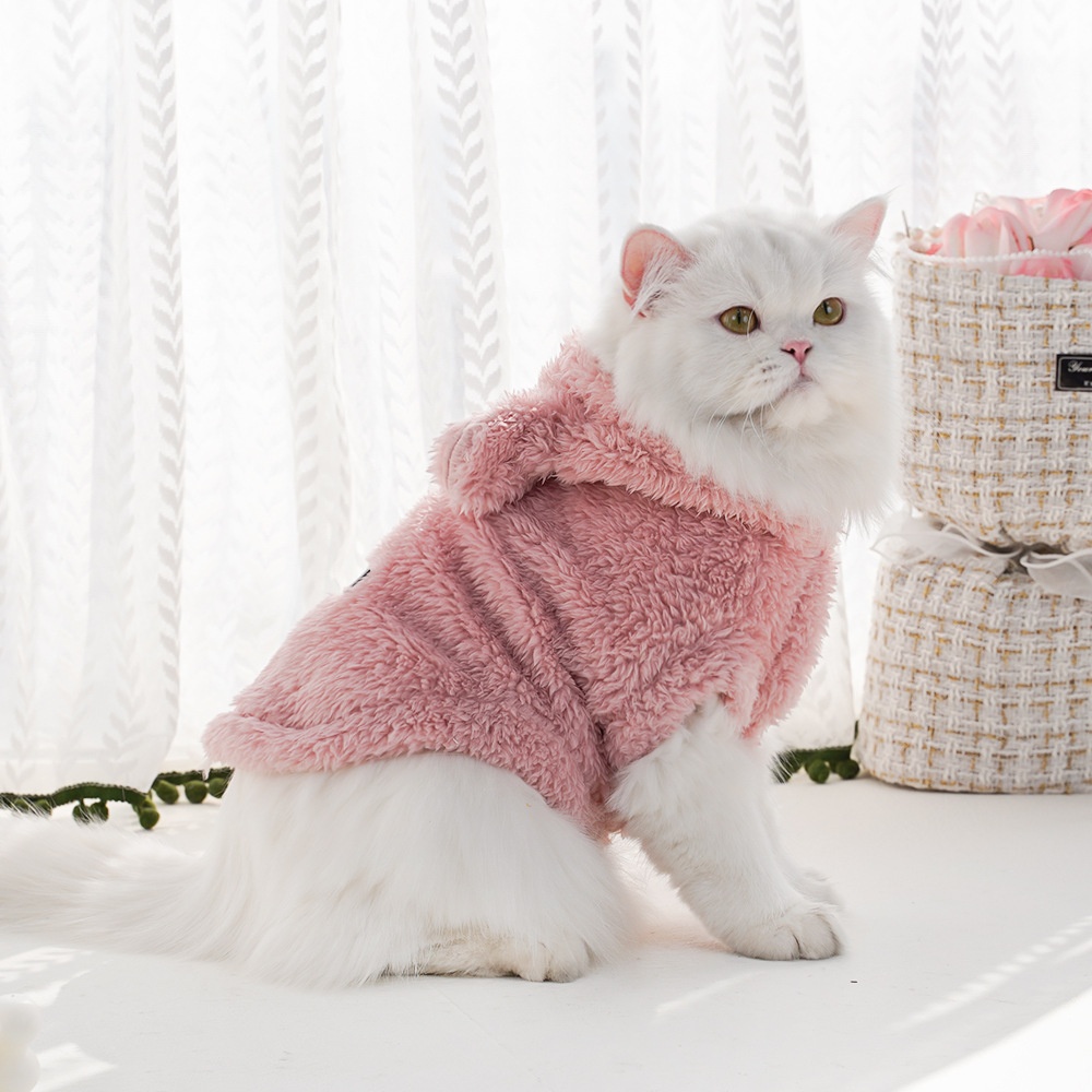 Plush Bunny Ear Fleece Pet Vest Coat with Hood