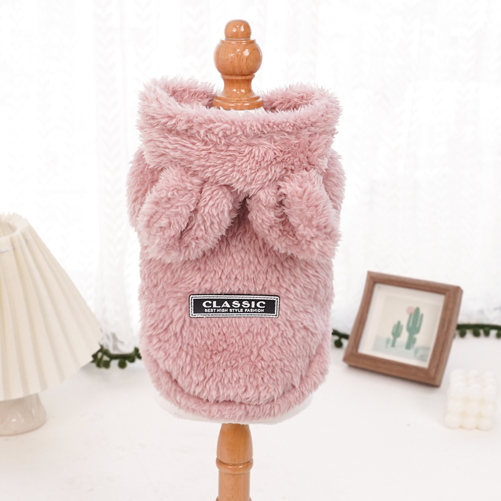 Plush Bunny Ear Fleece Pet Vest Coat with Hood