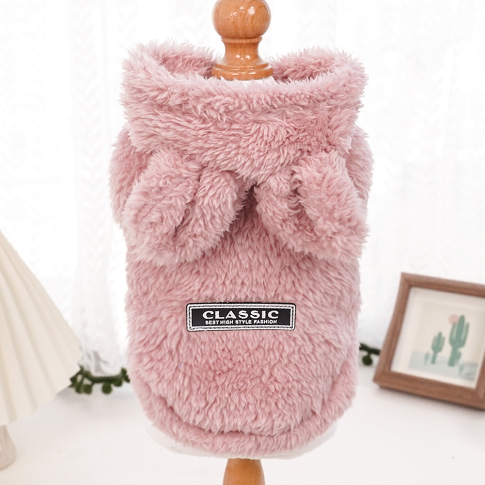Plush Bunny Ear Fleece Pet Vest Coat with Hood