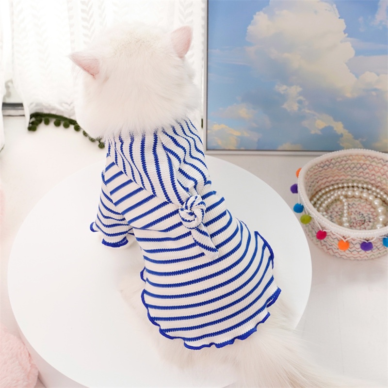 Striped Knitted Pet Hoodie with Pointed Cap for Dogs & Cats