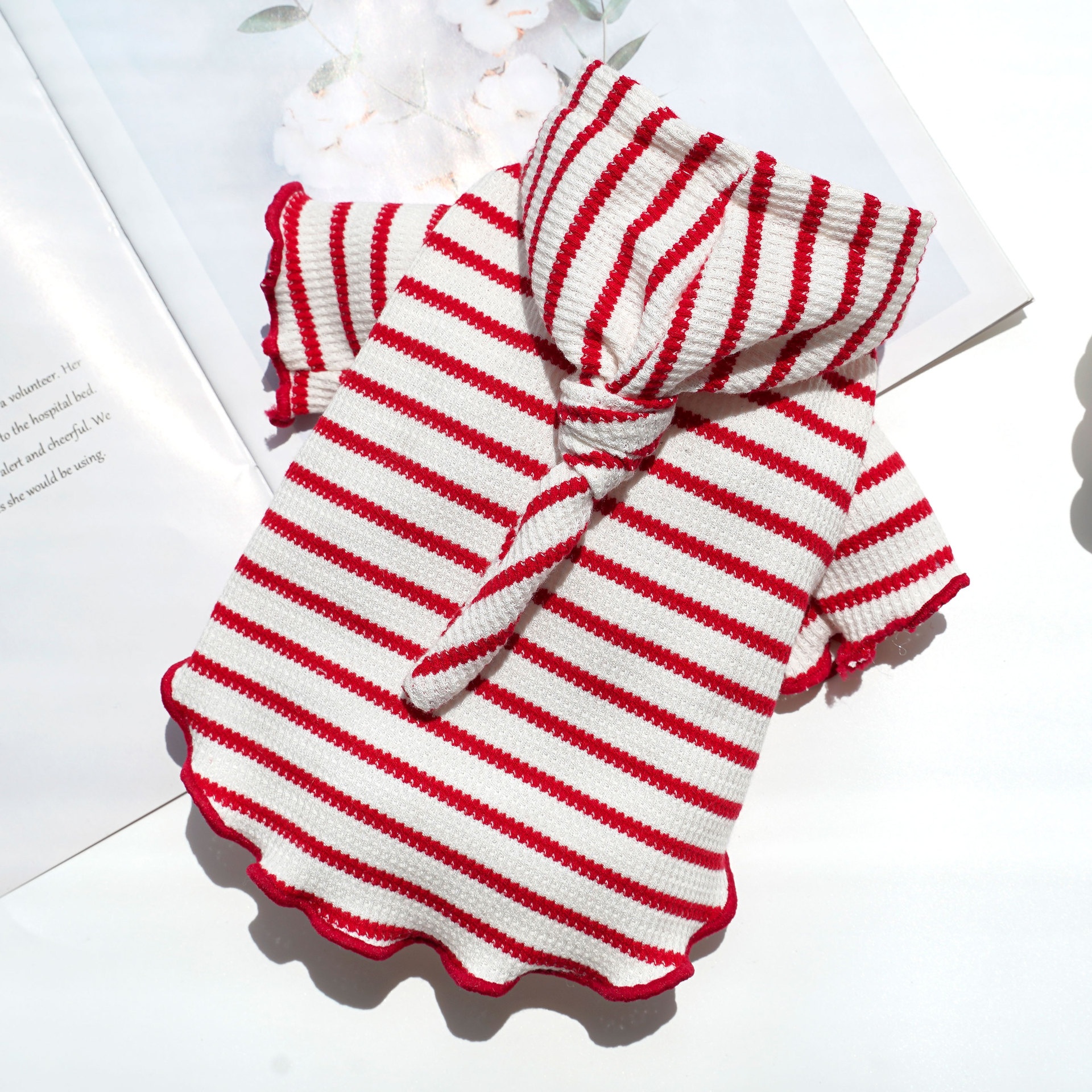 Striped Knitted Pet Hoodie with Pointed Cap for Dogs & Cats