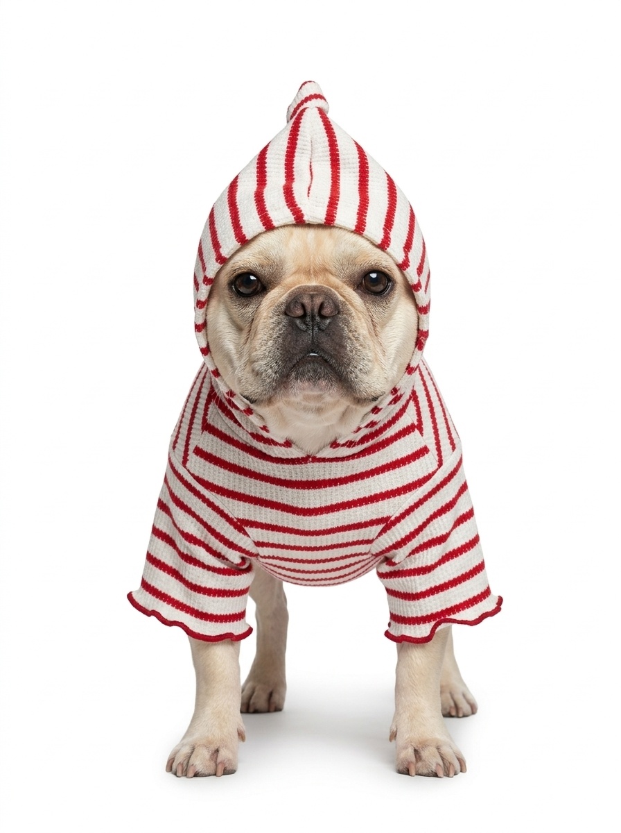 Striped Knitted Pet Hoodie with Pointed Cap for Dogs & Cats