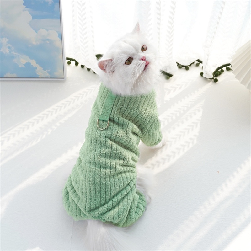 Fleece Pet Four-Legged Pajamas with Harness D-Ring