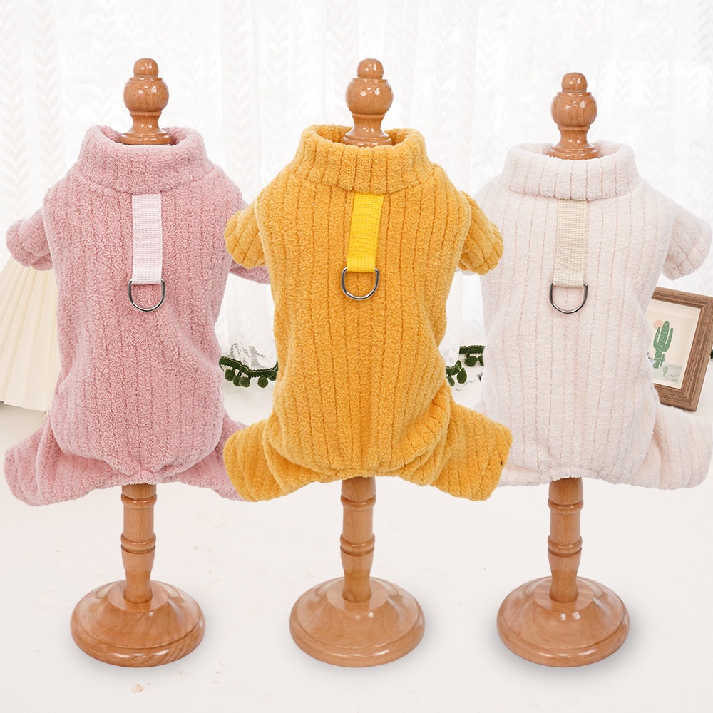 Fleece Pet Four-Legged Pajamas with Harness D-Ring