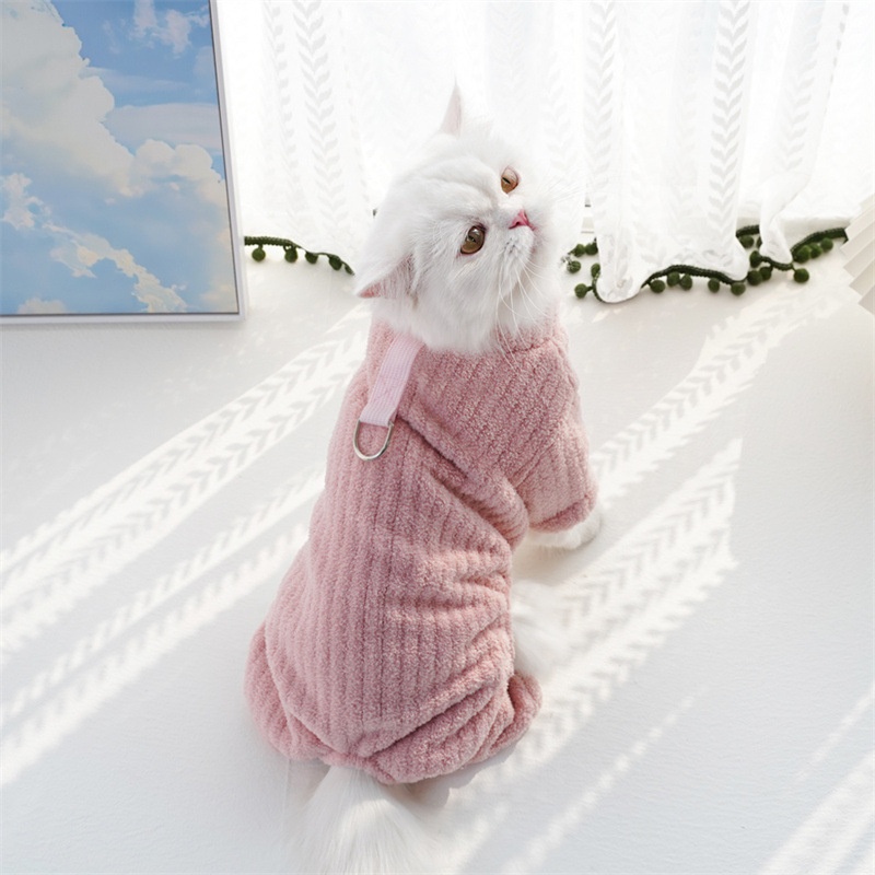 Fleece Pet Four-Legged Pajamas with Harness D-Ring