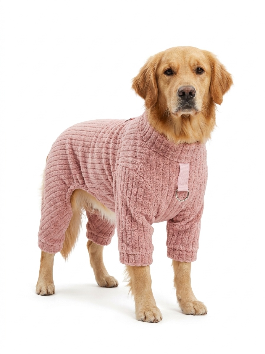 Fleece Pet Four-Legged Pajamas with Harness D-Ring