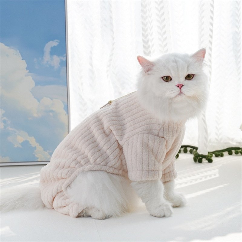Fleece Pet Four-Legged Pajamas with Harness D-Ring