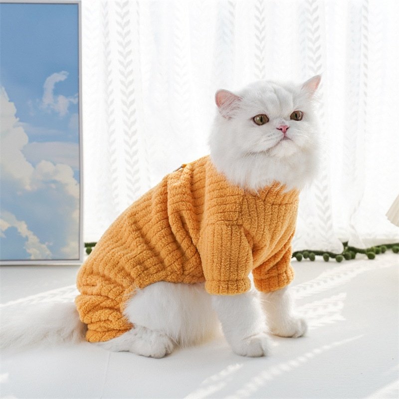Fleece Pet Four-Legged Pajamas with Harness D-Ring