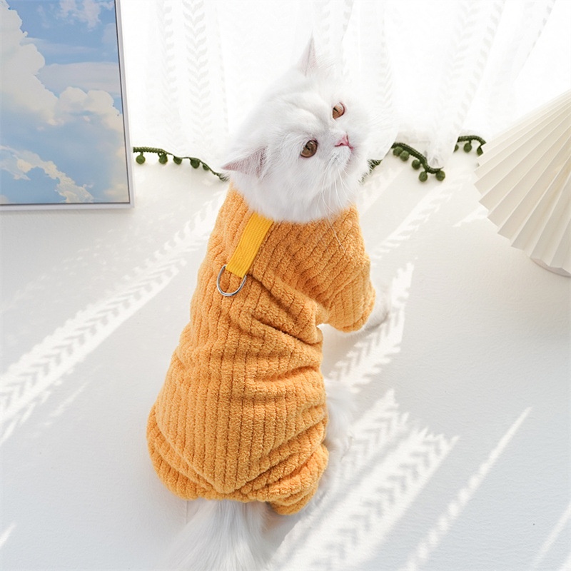 Fleece Pet Four-Legged Pajamas with Harness D-Ring
