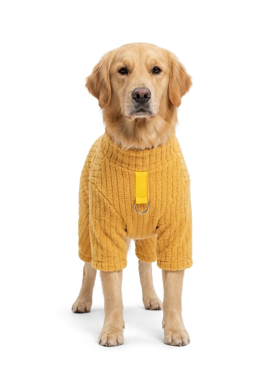 Fleece Pet Four-Legged Pajamas with Harness D-Ring