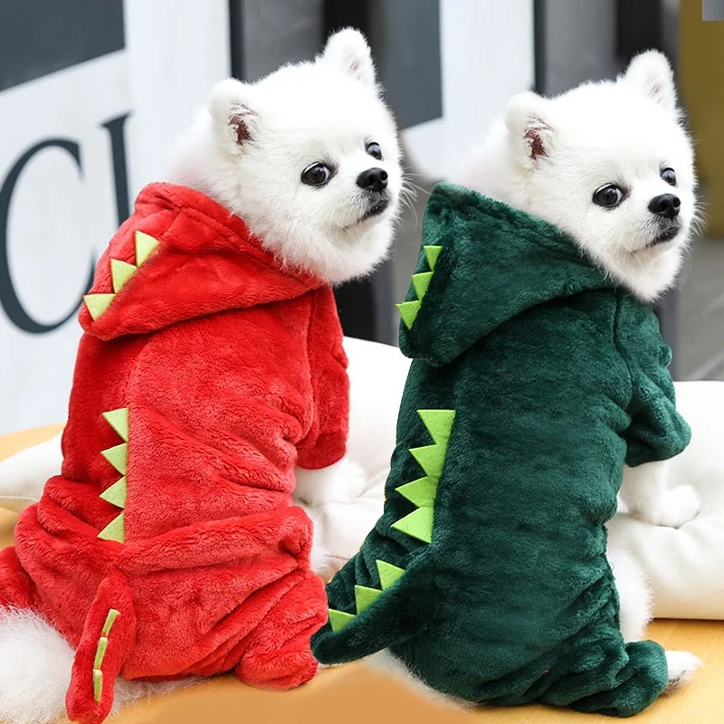 Plush Dinosaur Dog Hoodie Jumpsuit