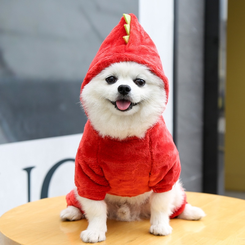 Plush Dinosaur Dog Hoodie Jumpsuit