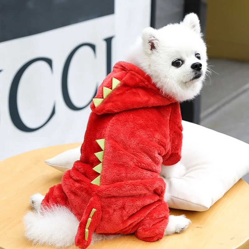 Plush Dinosaur Dog Hoodie Jumpsuit