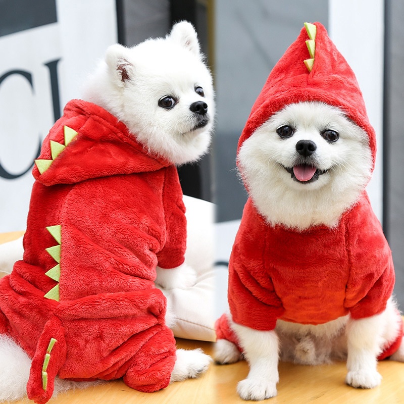 Plush Dinosaur Dog Hoodie Jumpsuit
