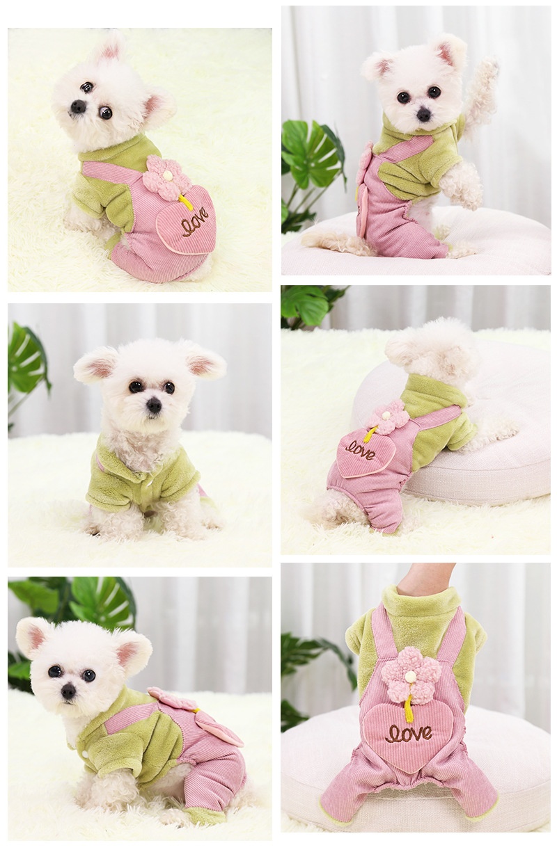 Plush Fleece & Corduroy Four-Legged Dog Jumpsuit