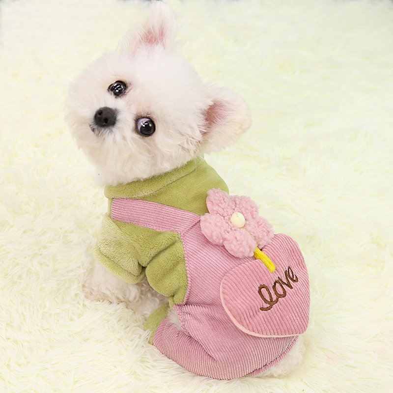 Plush Fleece & Corduroy Four-Legged Dog Jumpsuit
