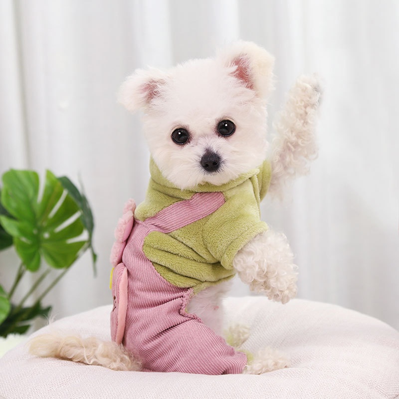 Plush Fleece & Corduroy Four-Legged Dog Jumpsuit