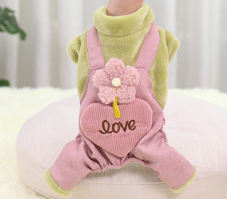 Plush Fleece & Corduroy Four-Legged Dog Jumpsuit
