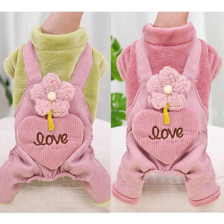 Plush Fleece & Corduroy Four-Legged Dog Jumpsuit
