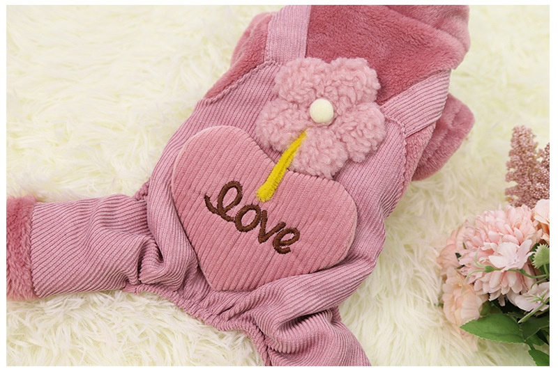 Plush Fleece & Corduroy Four-Legged Dog Jumpsuit