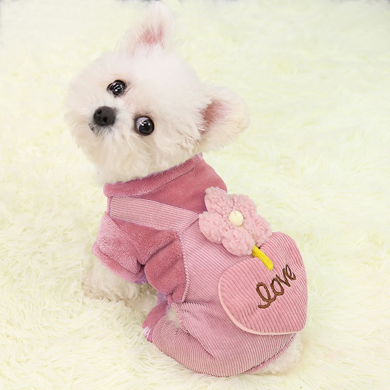 Plush Fleece & Corduroy Four-Legged Dog Jumpsuit
