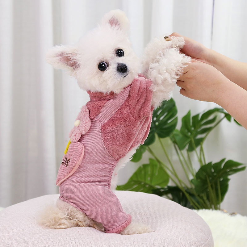 Plush Fleece & Corduroy Four-Legged Dog Jumpsuit