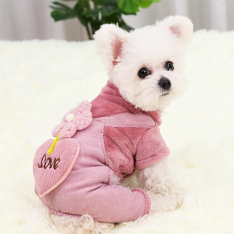 Plush Fleece & Corduroy Four-Legged Dog Jumpsuit
