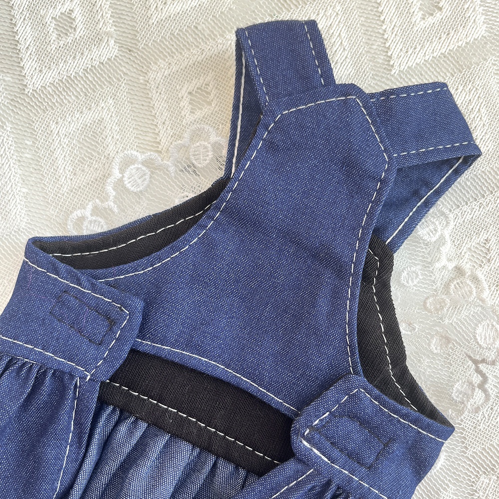 Ruffle Heart Denim Dog Harness Dress with Matching Leash