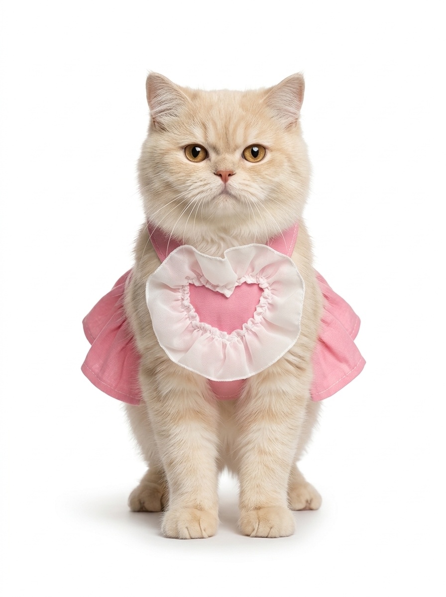 Ruffle Heart Denim Dog Harness Dress with Matching Leash