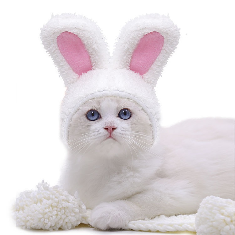 Plush Bunny Ears Pet Hat Adjustable Headwear for Cats Dogs